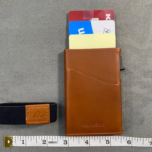 Minimalist Allansing Mens Leather Card Case Wallet - Picture 1 of 5